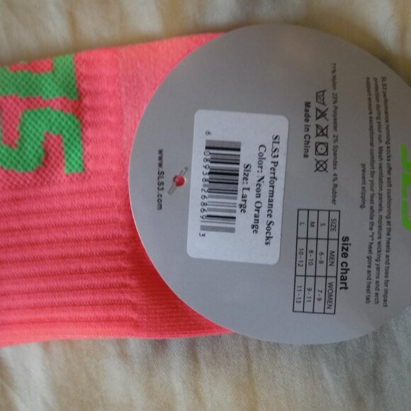 SLS3 Adult Triathlon Athletic Performance Socks Size Large Neon Orange NWT - Picture 6 of 8